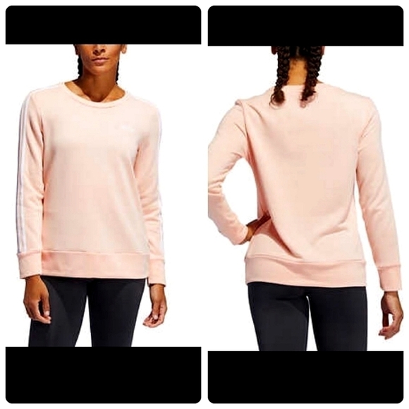 NEW ADIDAS ESSENTIALS 3-STRIPES WOMEN'S FLEECE SWEATSHIRT - Picture 1 of 8